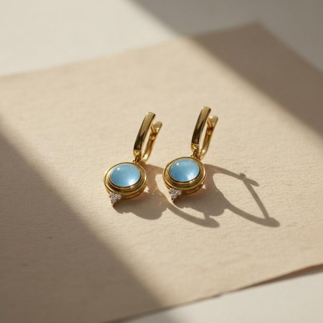 Vintage Inspired Blue Topaz and Colorless Topaz Drop Earrings Silver, Gold, A Pair For Sale - Image 4 of 6