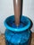 Wood 1970s Grand Drip Glaze Cobalt Blue Studio Pottery Ceramic Turned Pottery Lamp For Sale - Image 7 of 10