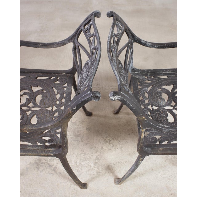 Set of Four Neoclassical Dolphin and Star Garden Dining Chairs For Sale - Image 15 of 18
