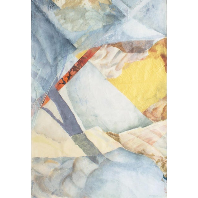 A 2000 paper collage by the American artist Nancy Hathaway. Titled "The Journey," this abstract work uses overlapping...