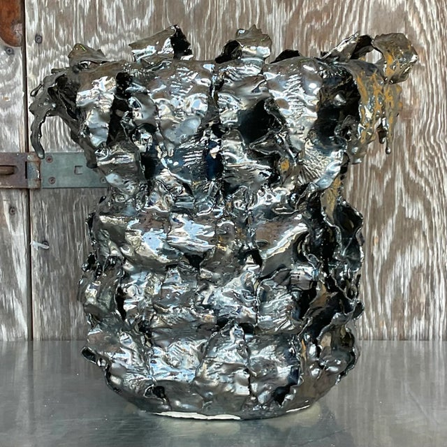 Vintage Boho Signed Studio Pottery Vase For Sale - Image 4 of 6