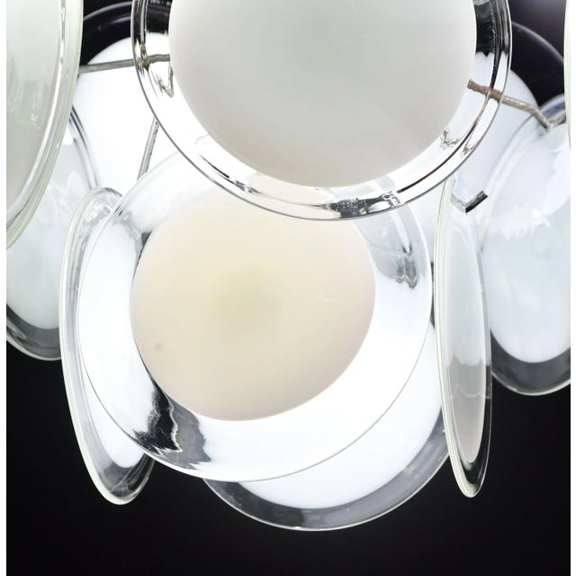 1970s Disc White Murano Glass Chandelier by Vistosi For Sale - Image 14 of 15
