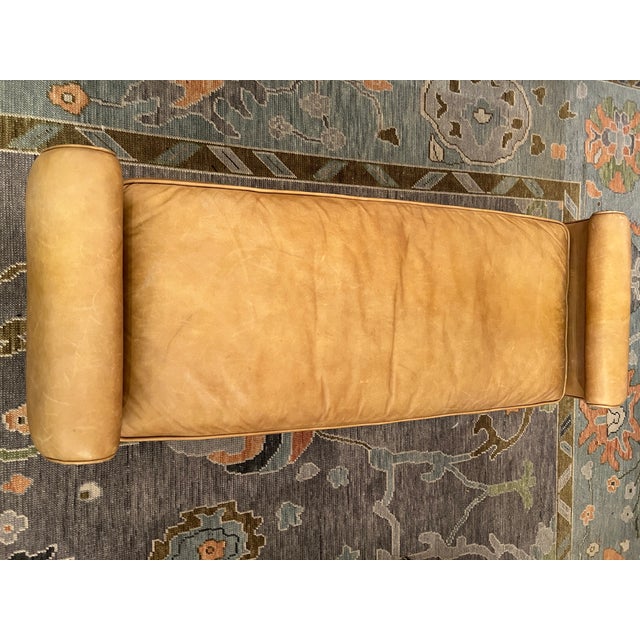 Mid-Century Modern Late 20th Century Regency Style Leather Bench/Ottoman For Sale - Image 3 of 8