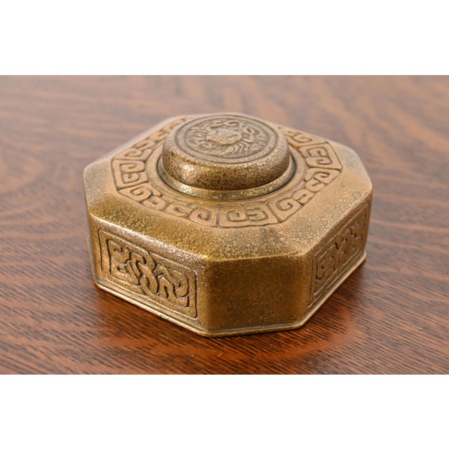 Tiffany Studios New York Zodiac Bronze Doré Inkwell For Sale - Image 12 of 12