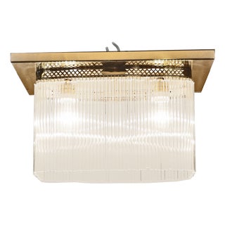 Art Nouveau Brass and Glass Ceiling Lamp, 1890s For Sale