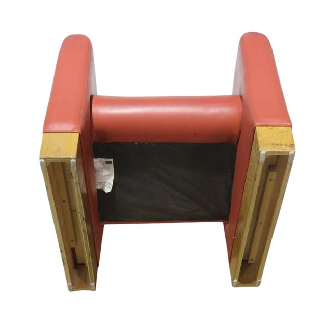 Karl Springer Pair of Karl Springer Style Red Faux Leather Club Chairs For Sale - Image 4 of 4