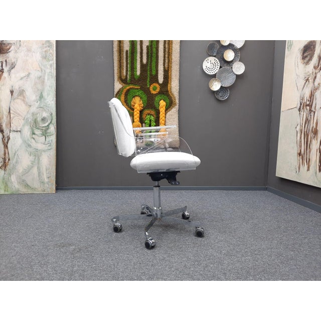 Space Age Leather & Acrylic Desk Chair from Tecta, 1970s For Sale - Image 4 of 14