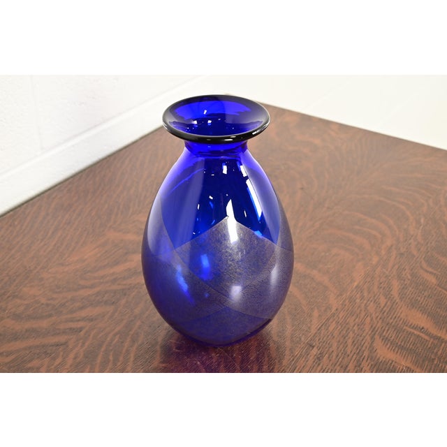 Tiffany and Co. Jeff Zimmerman for Tiffany & Co. Cobalt Blue Art Glass Vase For Sale - Image 4 of 8