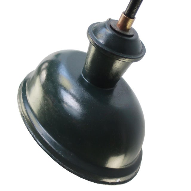 Mid-Century Modern Vintage Industrial French Green Enamel Cast Iron Wall Light For Sale - Image 3 of 5