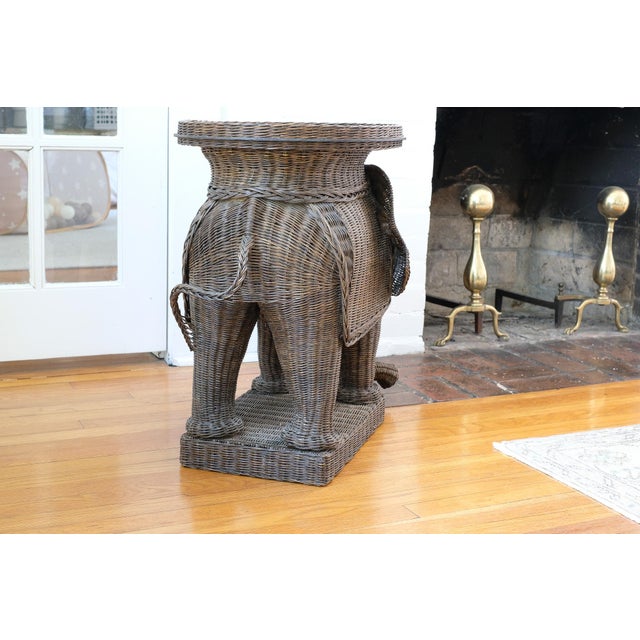 Italian Large Wicker Italian Elephant Table For Sale - Image 3 of 6