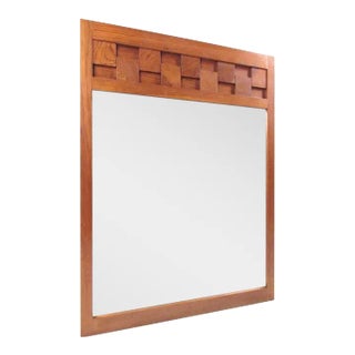 Lane Brutalist Style Oak Frame Mirror For Sale