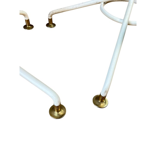 Mid Century Oak and Cast Iron Swivel Bar Stools - Set of 3 For Sale - Image 4 of 12