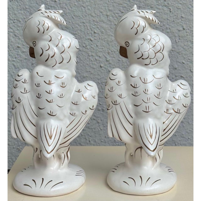 White Mid-Century Modern Made in Japan Cockatoo Parrots - A Pair For Sale - Image 8 of 16