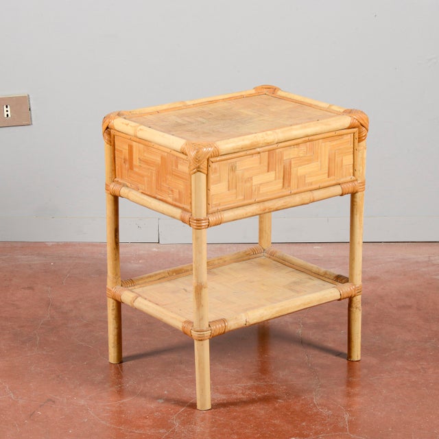 1970s Vintage Bamboo Bedside Table, 1970s For Sale - Image 5 of 9