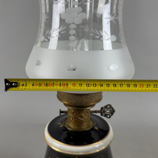 Vintage Porcelain, Brass, and Glass Table Lamp from Limoges, France For Sale - Image 14 of 16