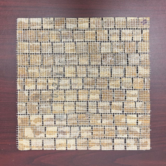 Gold Travertine Polished Broken Tessere Mosaic For Sale - Image 4 of 4