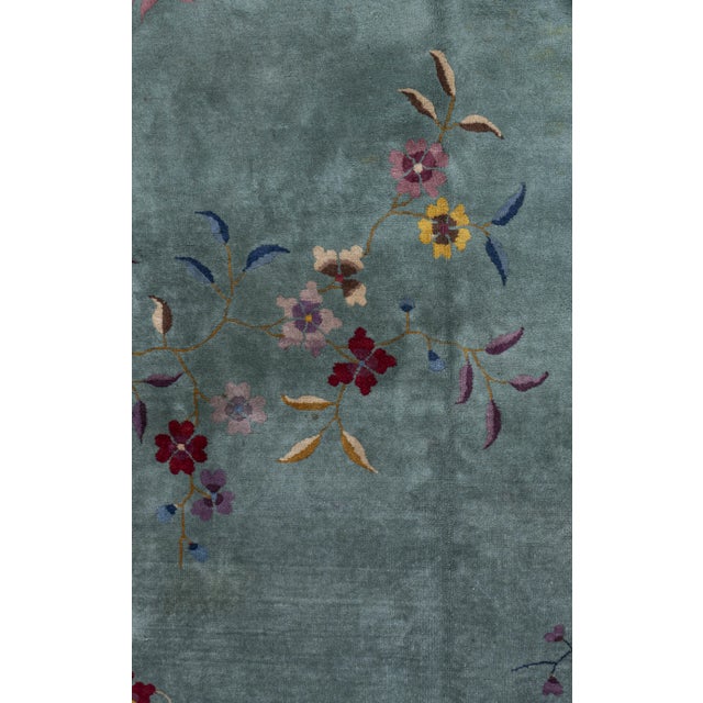Textile Antique Circa 1923 Green Chinese Art Deco Hand Knotted Rug 8'7 X 11'5 For Sale - Image 7 of 12