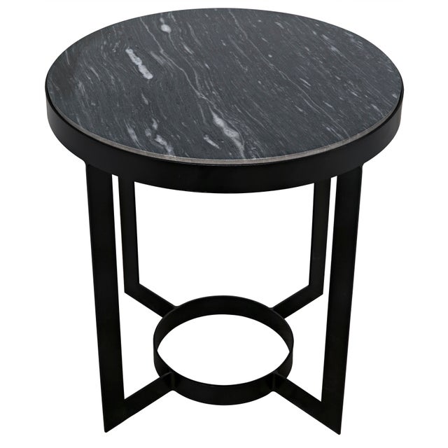 Contemporary NOIR Parker Side Table in Black Metal with Marble For Sale - Image 3 of 6