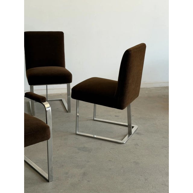 1970s 1970s Chrome Cantilever Dining Chairs - Set of Five For Sale - Image 5 of 18