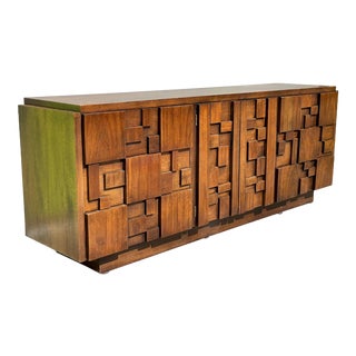 Lane Brutalist Mosaic Lowboy Dresser For Sale