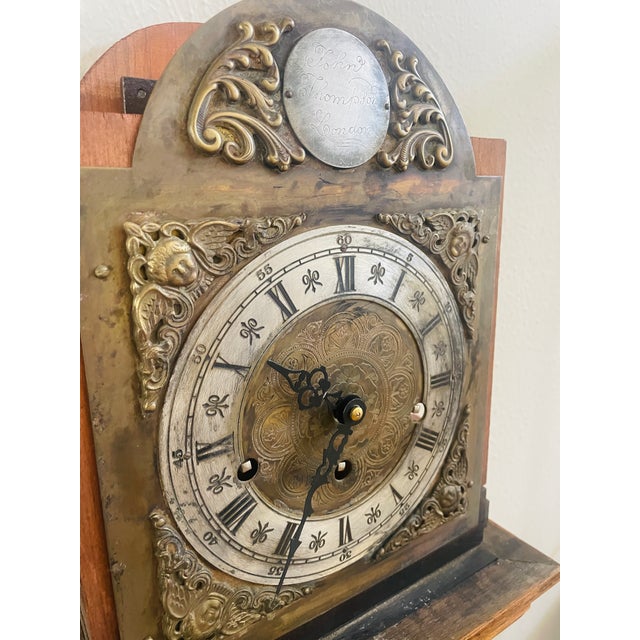 Vintage English-Style Grandmother Clock • Franz Hermle German Mechanical Movement • Burlwood & Mahogany Case For Sale In Houston - Image 6 of 15