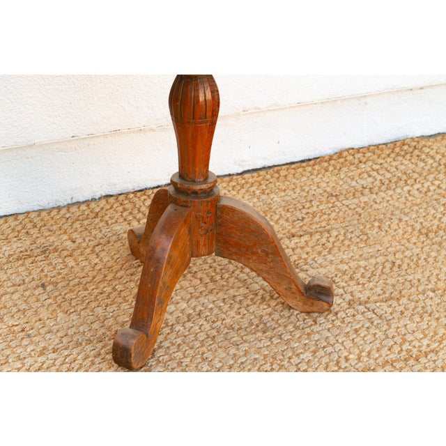 Antique Colonial Teak Round End Table For Sale - Image 4 of 10