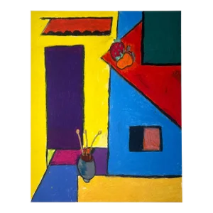 Colorful Abstract Geometric Painting Lithograph