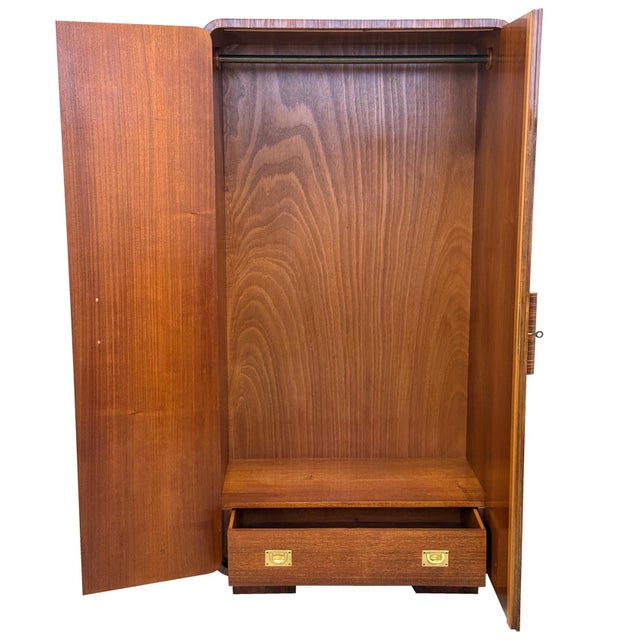 Art Deco Walnut Two-Door Wardrobe, 1930s For Sale - Image 6 of 10