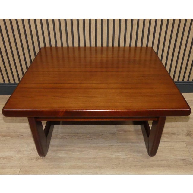 Mid-Century Modern Sturdy Teak Wood Coffee Table Square with Wide Runners, 1960s For Sale - Image 3 of 11
