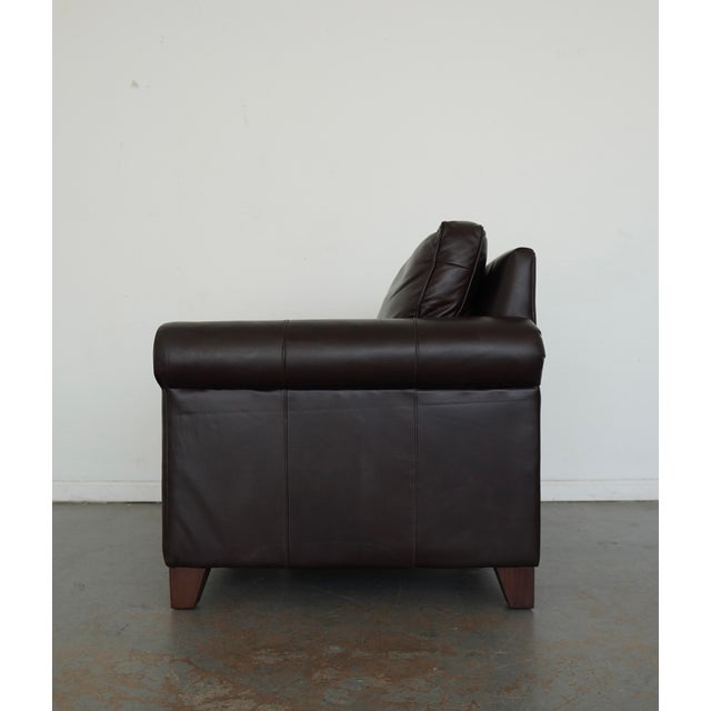 Animal Skin Pottery Barn Cameron Roll Arm Leather Chair For Sale - Image 7 of 13