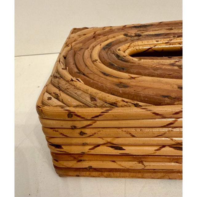 Brown Wicker Pencil Reed Tissue Box Cover, Vintage 1960s Holder From Hk For Sale - Image 8 of 8