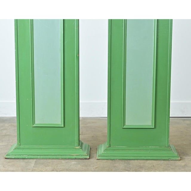 Early 20th Century Early 20th Century Pair of French Narrow Painted Paneled Pedestals For Sale - Image 5 of 11