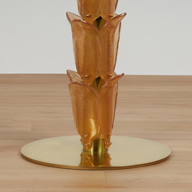 Vintage Italian Glass and Brass Palm Tree Floor Lamp For Sale - Image 10 of 11