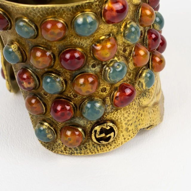 Gucci Carved Metal Bracelet and Ornament, gift box For Sale - Image 14 of 17