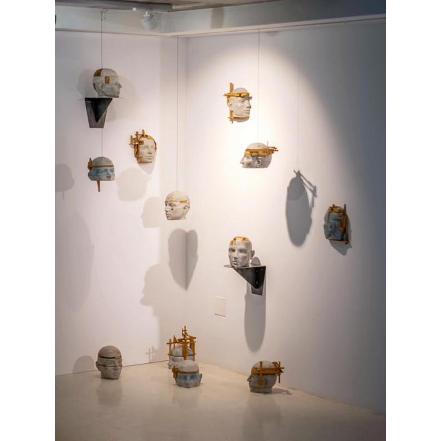 Wood Jose Perozo, Architectural Layered Head Sculpture: Project Number Eight, 2023, Cement on Wood For Sale - Image 7 of 9