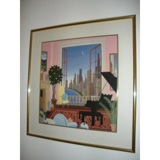 Cornflower Blue Early 20th Century Thomas McKnight, "Lake Shore Drive" For Sale - Image 8 of 8