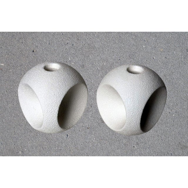 Bertoncello Pair of Mid 20th Century White Glazed Ceramic Candlesticks Design by Roberto Rigon For Sale - Image 10 of 18