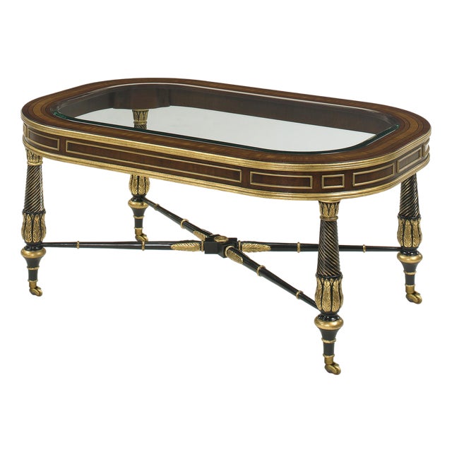 1950s Ej Victor Ebony and Dark Walnut Glass Top Cocktail Table Item # 9203-40g For Sale