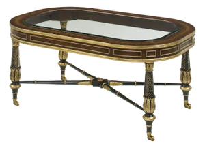 1950s Ej Victor Ebony and Dark Walnut Glass Top Cocktail Table Item # 9203-40g