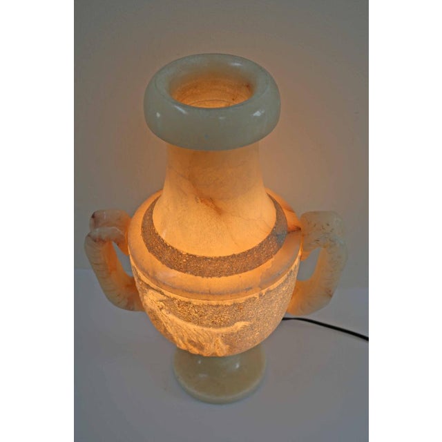 Stone Large Illuminated Alabaster Amphora Table Lamp, 1970s For Sale - Image 7 of 8