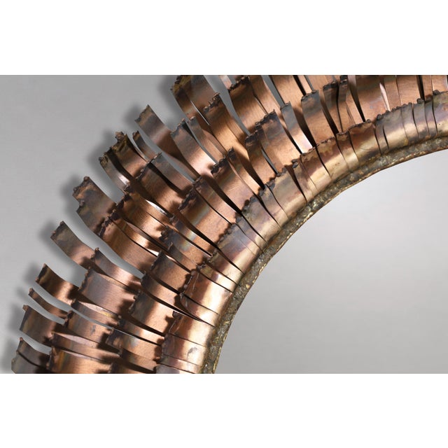 Mid-Century Modern Brutalist Eyelash Copper Mirror by Curtis Jere, Signe For Sale - Image 9 of 14