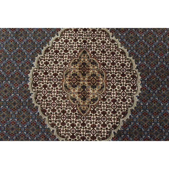 Tabriz Mahi Rug 9′ X 9’1” Blue Wool Traditional Hand-Knotted Oriental Carpet For Sale In Philadelphia - Image 6 of 15