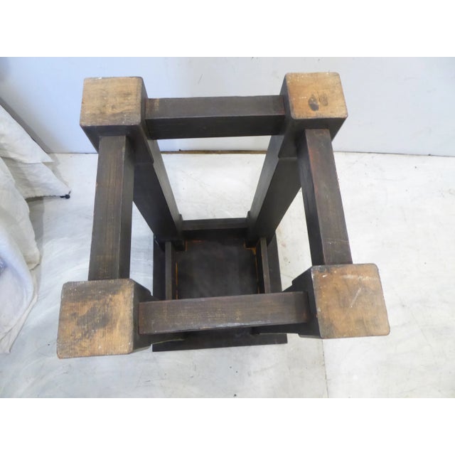 Early 20th Century Vintage Arts & Crafts Style Wooden Charcoal Tone Pedestal For Sale - Image 5 of 5