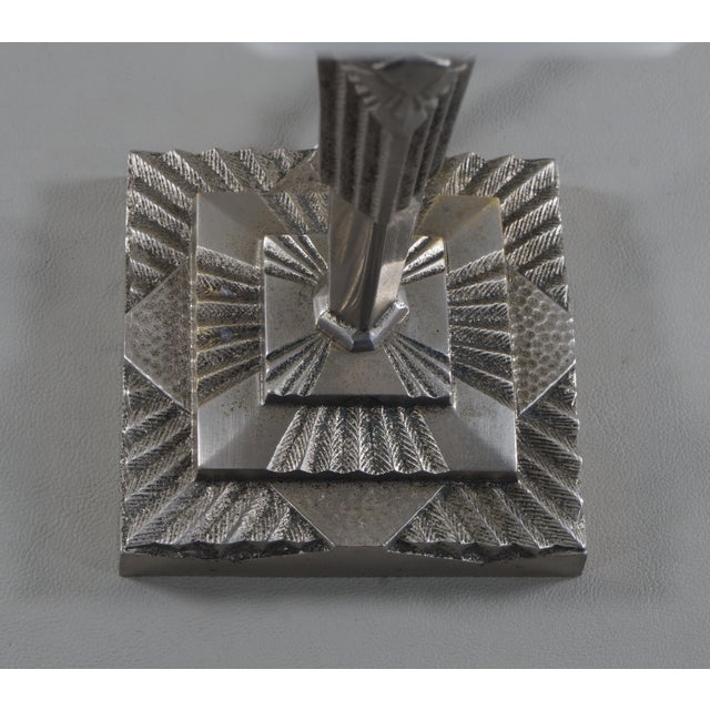 Metal French Art Deco Table Lamp by Hettier & Vincent 1930 France For Sale - Image 7 of 11
