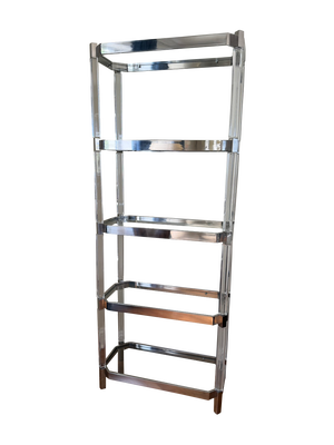1960s Lucite and Stainless Steel 5 Shelf Etagere Attributed to Charles Hollis Jones