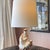 White 1940s Guanyin porcelain accent lamp on wooden base // vintage goddess lamp // chinoiserie lamp // designer lighting // table lamp // For Sale - Image 8 of 17