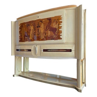 Mid-Century Modern Italian Parchement Bar Cabinet by Dassi, 1950s For Sale