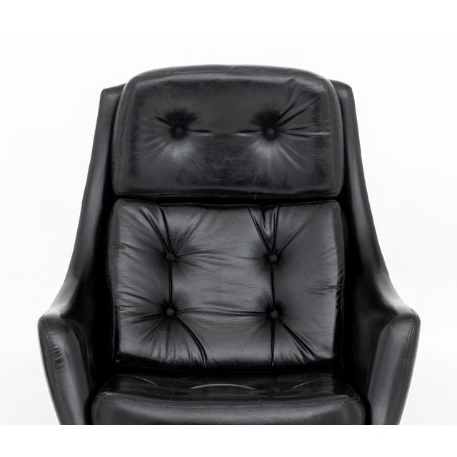 Metal Overman Black Vinyl Lounge Chair and Ottoman For Sale - Image 7 of 12