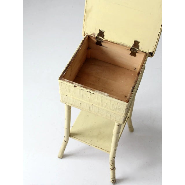 Antique Painted Side Table With Storage Top For Sale - Image 4 of 13
