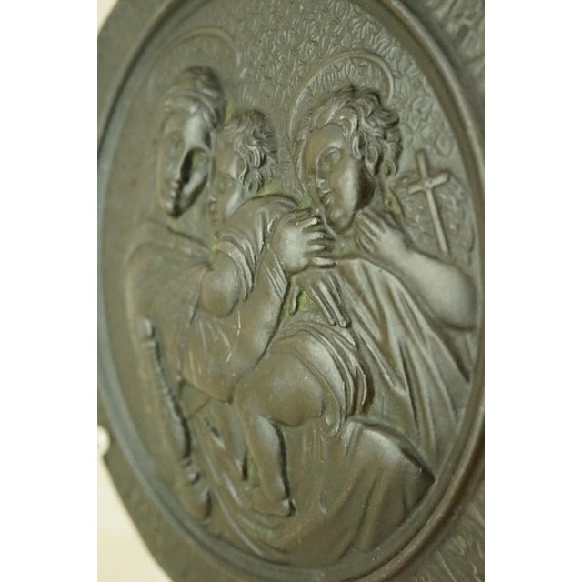 Bronze Medallion with Bas-Relief depicting the Madonna Della Seggiola by Raffaello Sanzio, Italy, Late 1800s For Sale - Image 16 of 18
